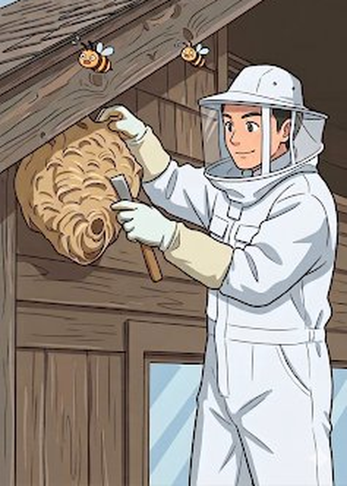 蜂駆除シールドライフ - 宮城・山形のハチ駆除専門業者の作業員イラスト